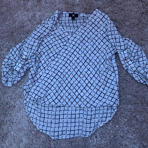 iZ BYER High-Low Black and White Chiffon Blouse - Picture 2 of 4